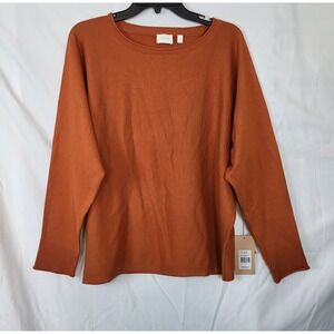 Cyrus Women's Orange Spice Dolman Long Sleeve Scoop Neck‎ Fall Sweater Large NWT